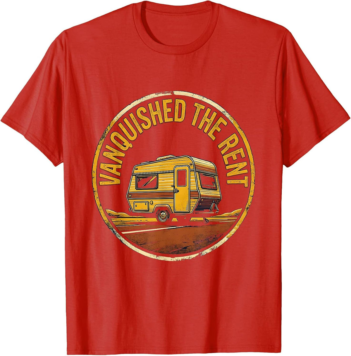 Men's Vanquished The Rent Vintage Van Life Camper Nomad Pride T-Shirt - Red