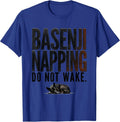 Basenji Napping Do Not Wake Funny Pet Lover Sleepshirt T-Shirt - Royal Blue