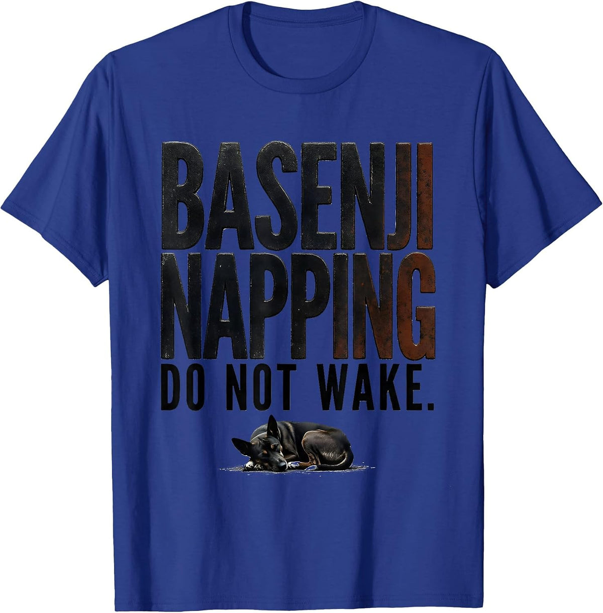 Basenji Napping Do Not Wake Funny Pet Lover Sleepshirt T-Shirt - Royal Blue