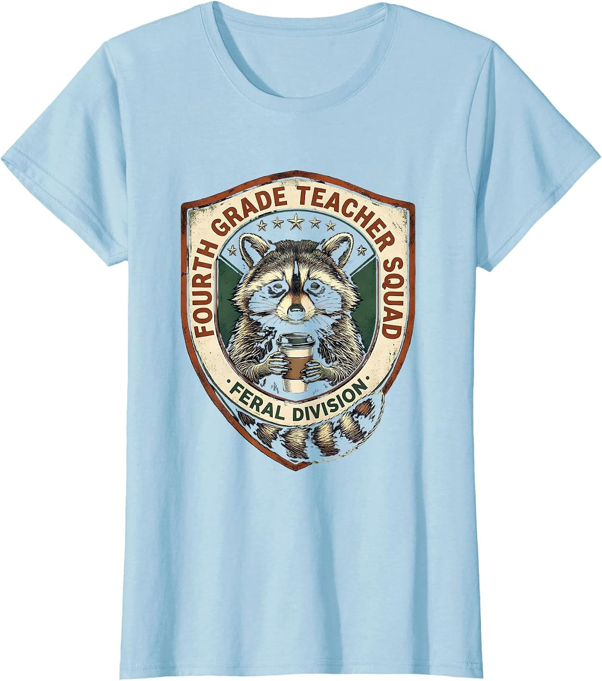 Women's Fourth Grade Teacher Squad Feral Division Vintage T-Shirt - Baby Blue