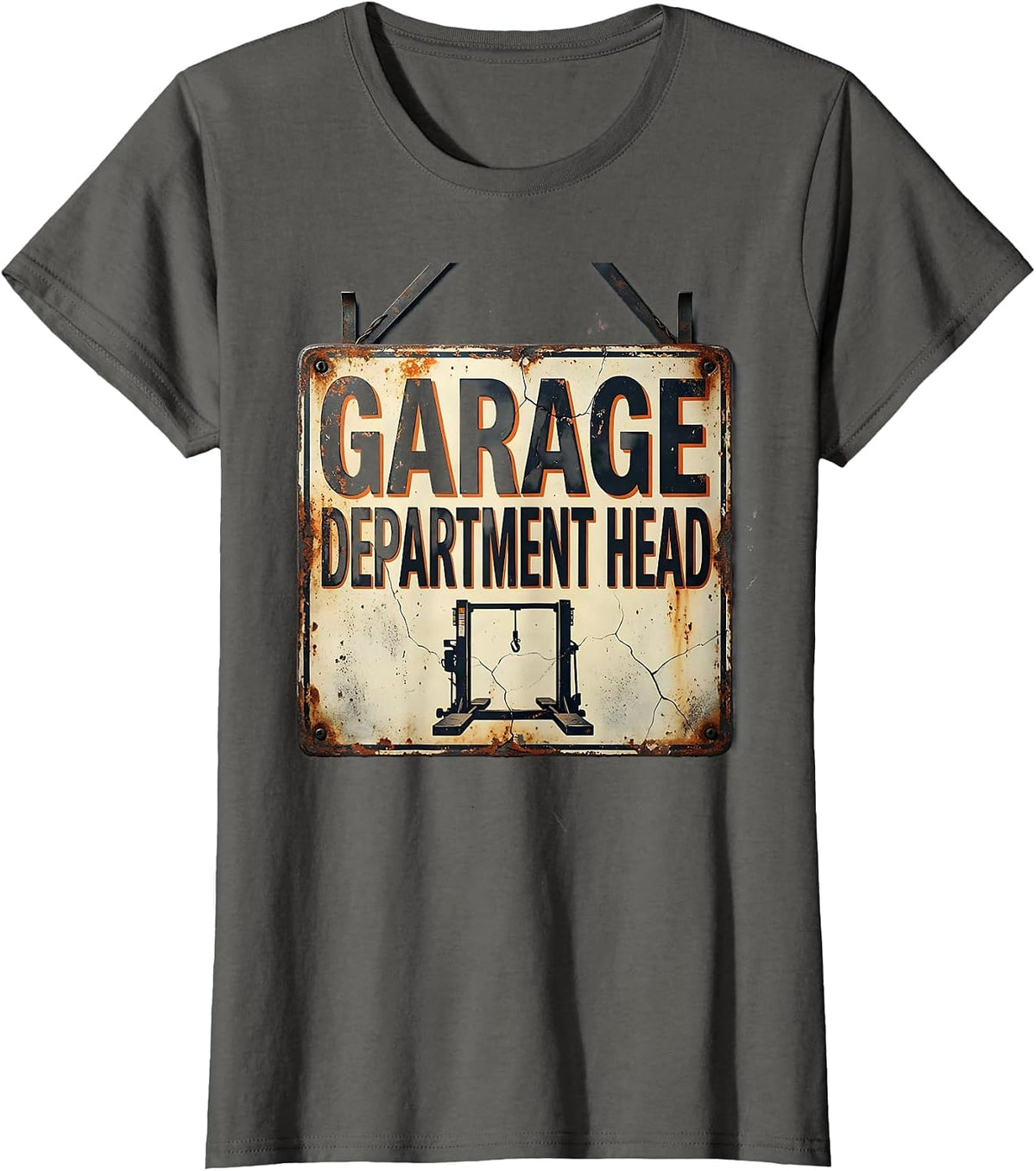 Women's Garage Department Head Distressed Mechanic Dad Joke Car Guy T-Shirt - Asphalt Grey