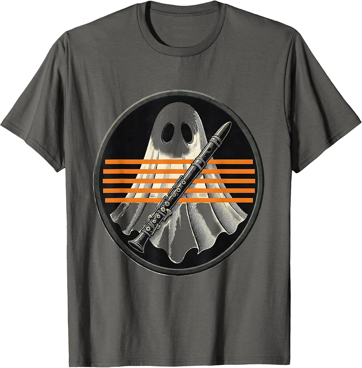 Men's Ghost Musician Teacher Halloween Band Costume T-Shirt - Asphalt Grey