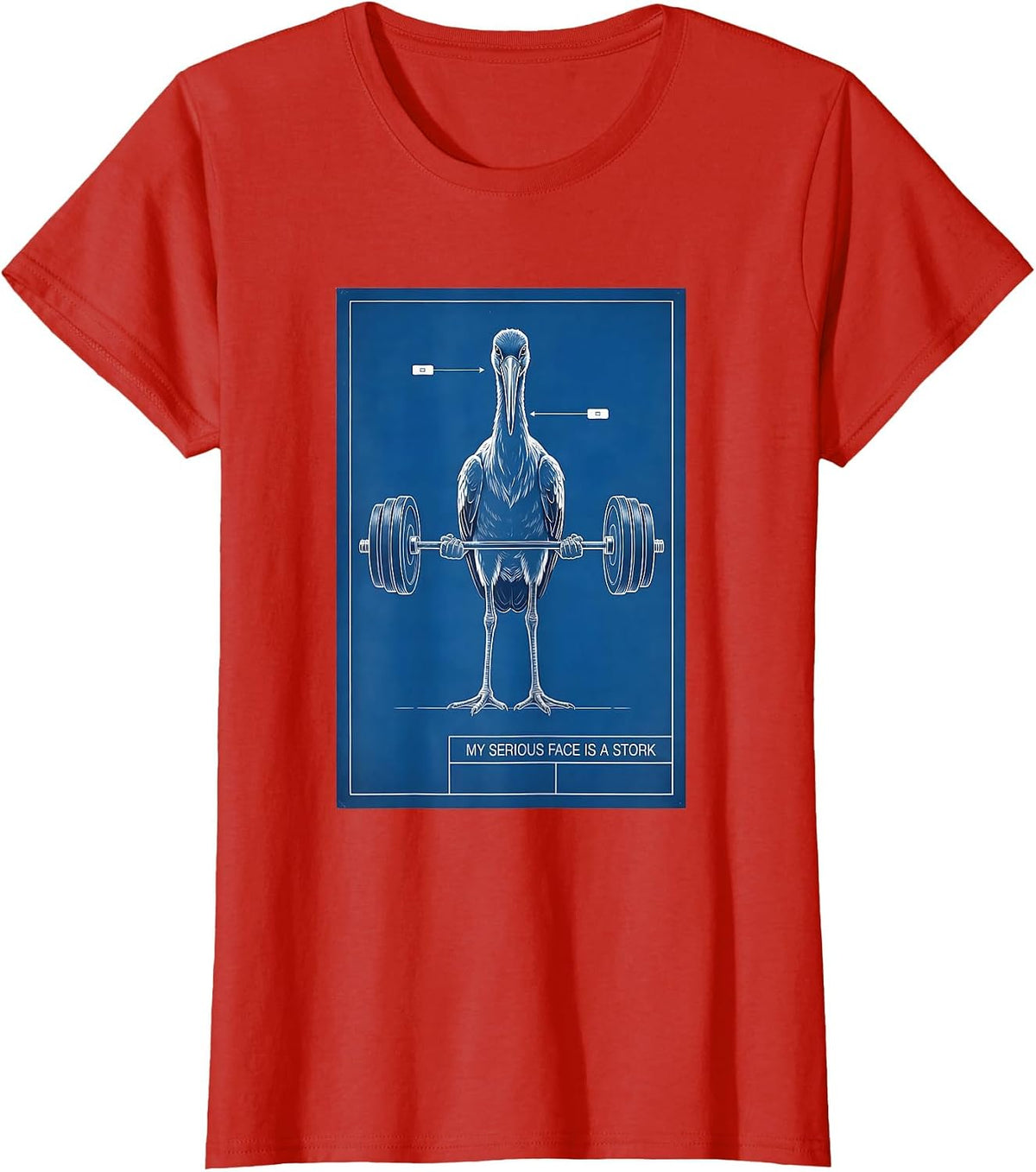 Women's My Serious Face Is A Stork Funny Gym Weightlifting Workout T-Shirt - Red