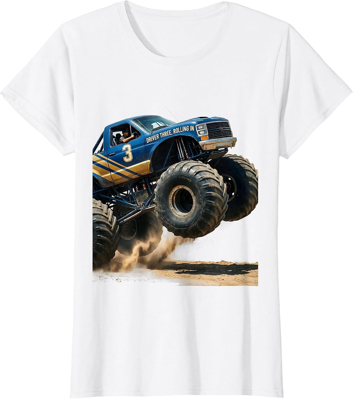 Driver Three Rolling In Monster Truck 3rd Birthday Boy T-Shirt - White