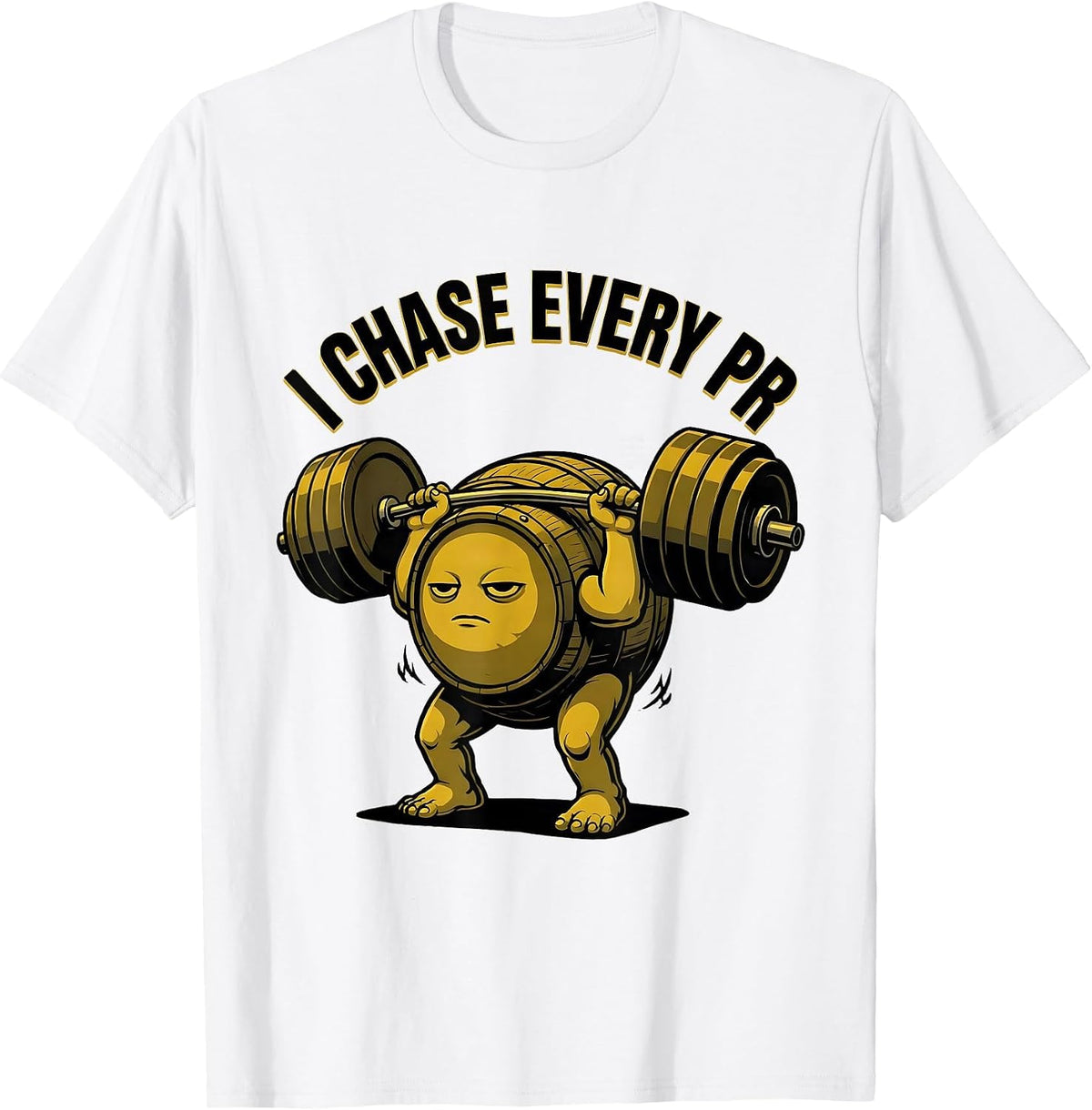 Men's I Chase Every PR Funny Gym Workout Weightlifting Meme T-Shirt - White