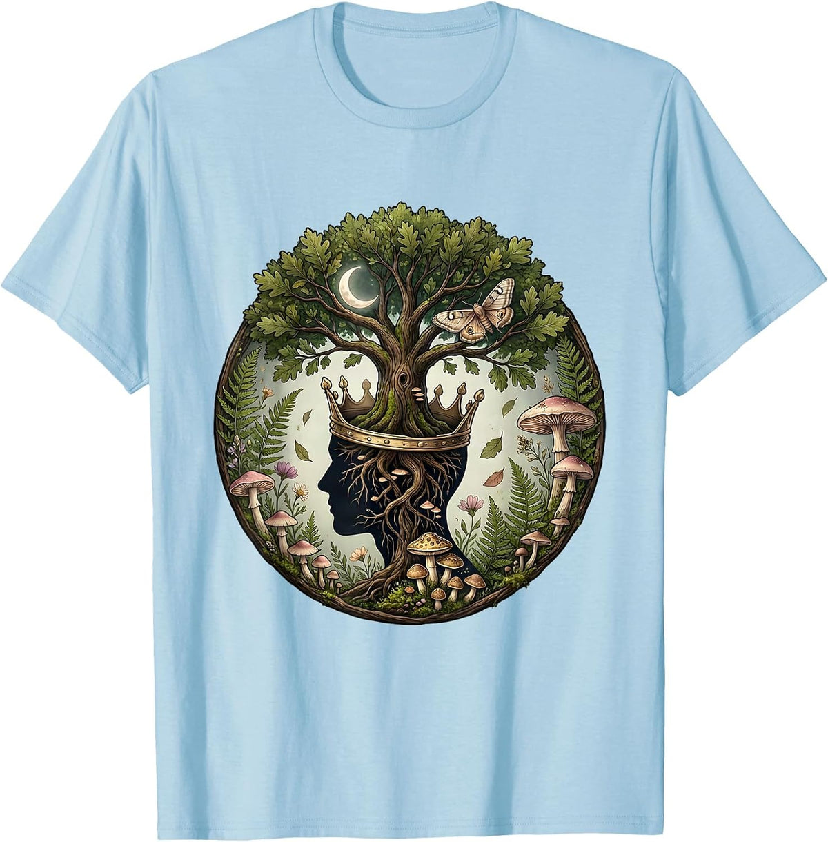 Men's Mental Health Tree of Growth Illustration T-Shirt - Baby Blue
