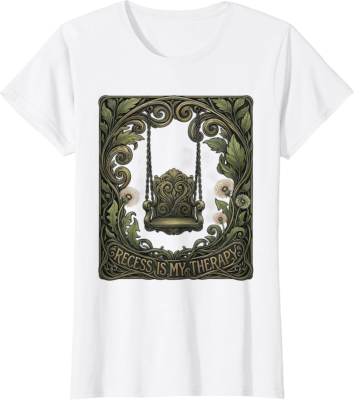 Women's Recess Is My Therapy 5th Grade Teacher Design T-Shirt - White