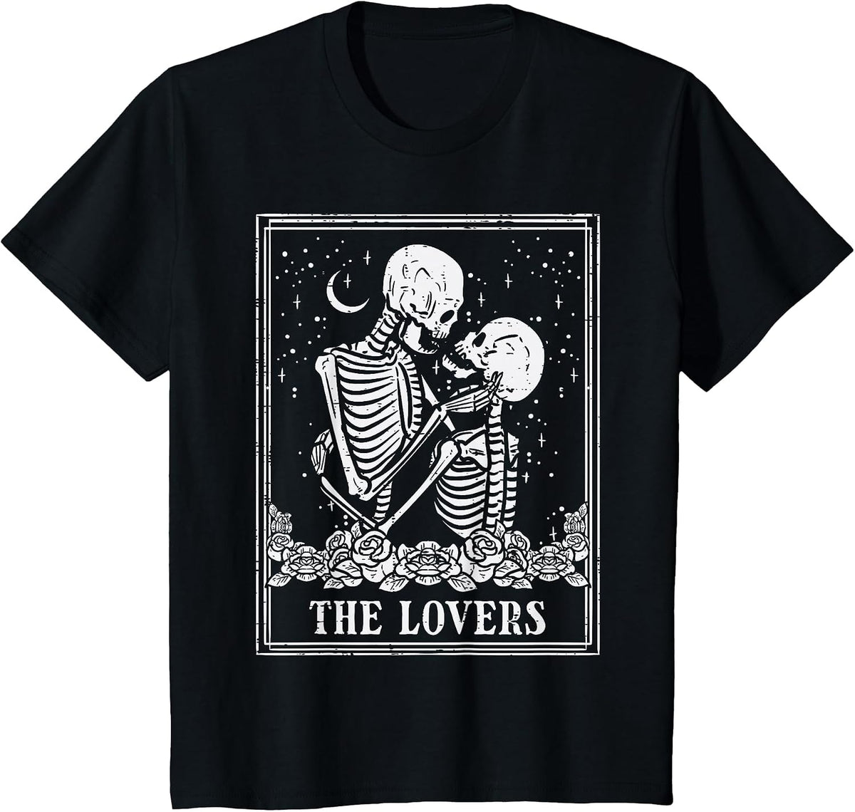Halloween Skeleton Tarot The Lovers Couple Costume Men Women T-Shirt - Black
