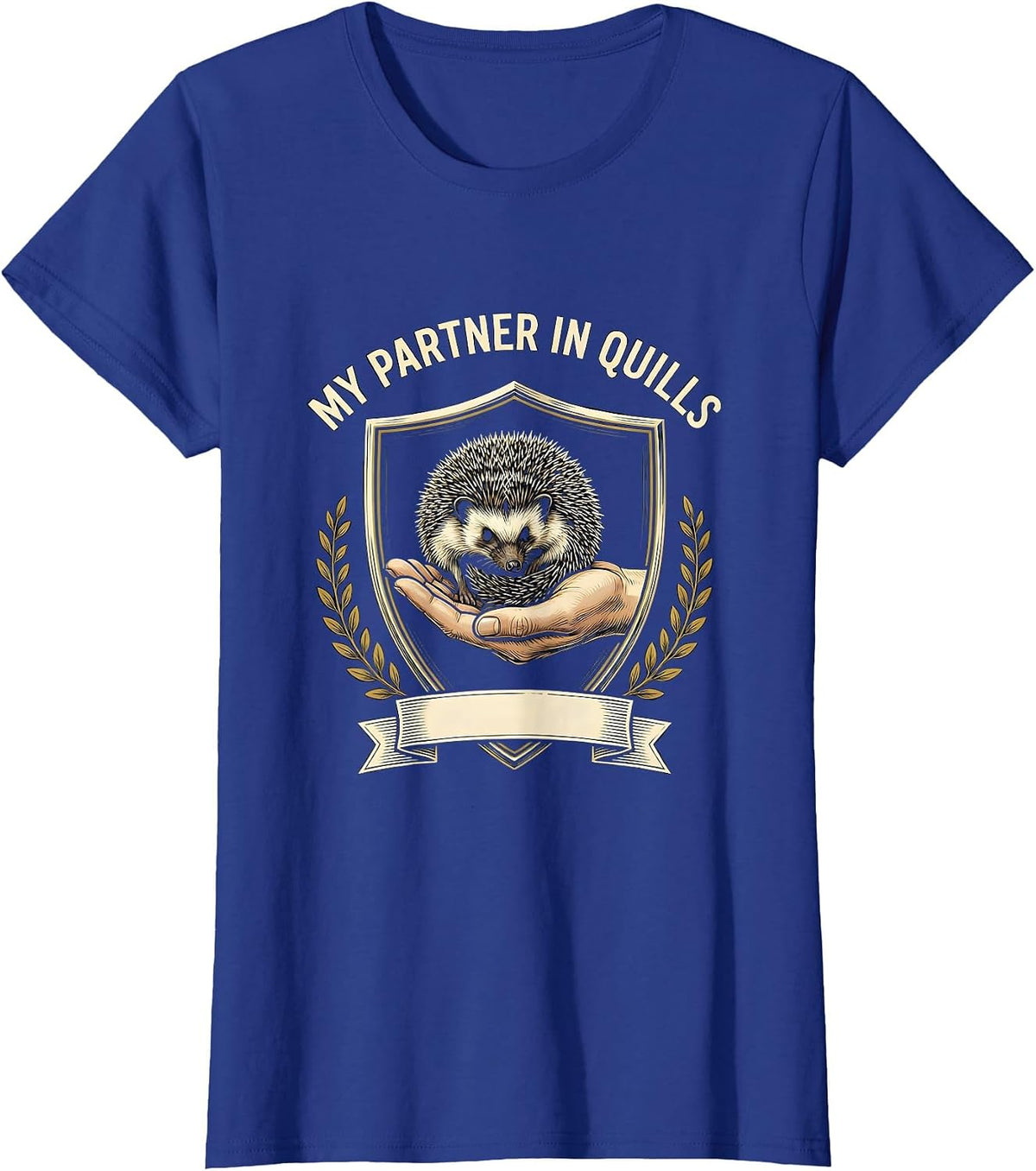 Women's My Partner In Quills Novelty Squirrel Hedgehog Animal Lover T-Shirt - Royal Blue
