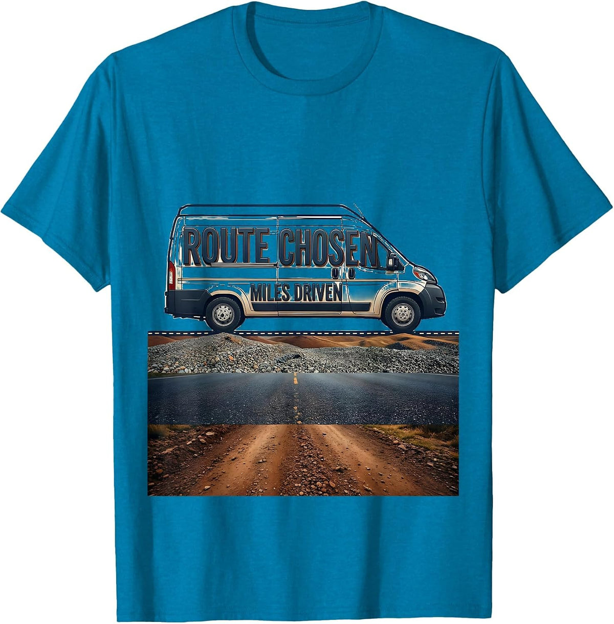 Route Chosen Miles Driven Van Life Nomad Retro Adventure T-Shirt - Sapphire Blue