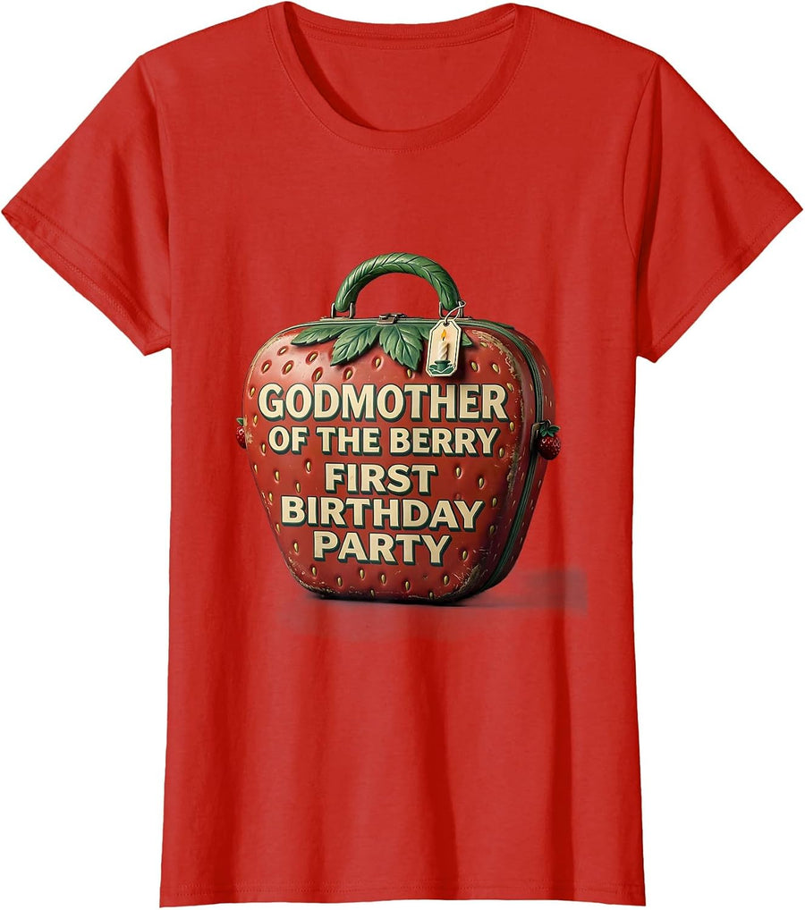 Women's Godmother Of The Berry First Birthday Party Vintage T-Shirt - Red