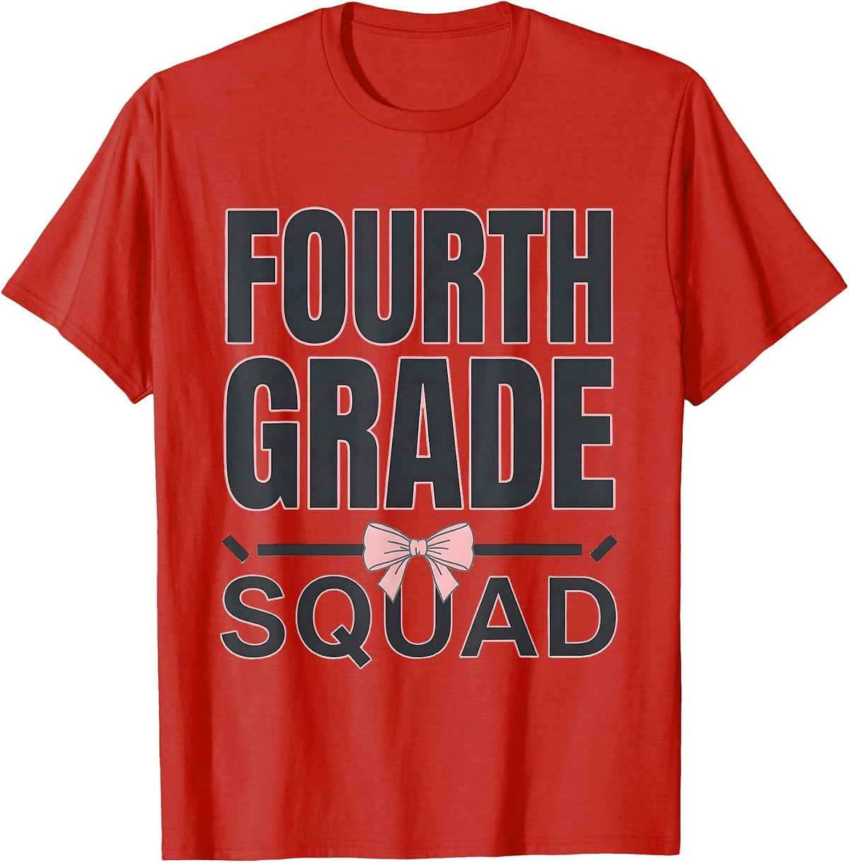 Men's Fourth Grade Squad Coquette Bow Back To School Girl Teacher T-Shirt - Red