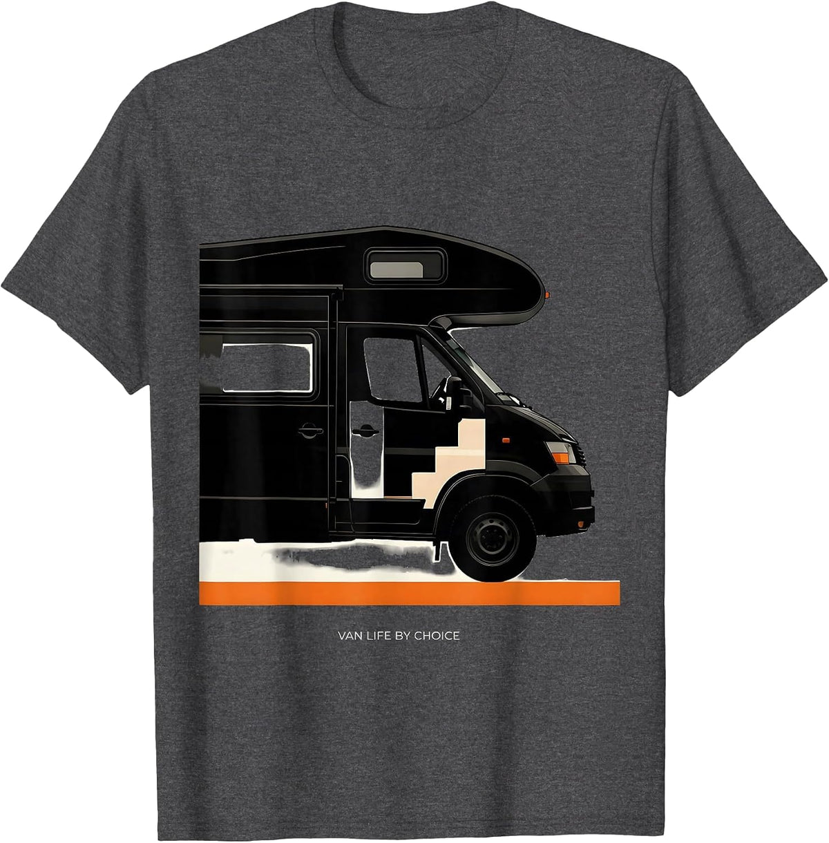 Van Life By Choice Brutalist Retro Van Dweller Nomad Pride T-Shirt - Dark Heather Grey