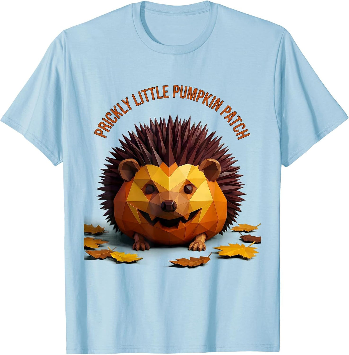 Men's Prickly Little Pumpkin Patch Halloween Hedgehog T-Shirt - Baby Blue