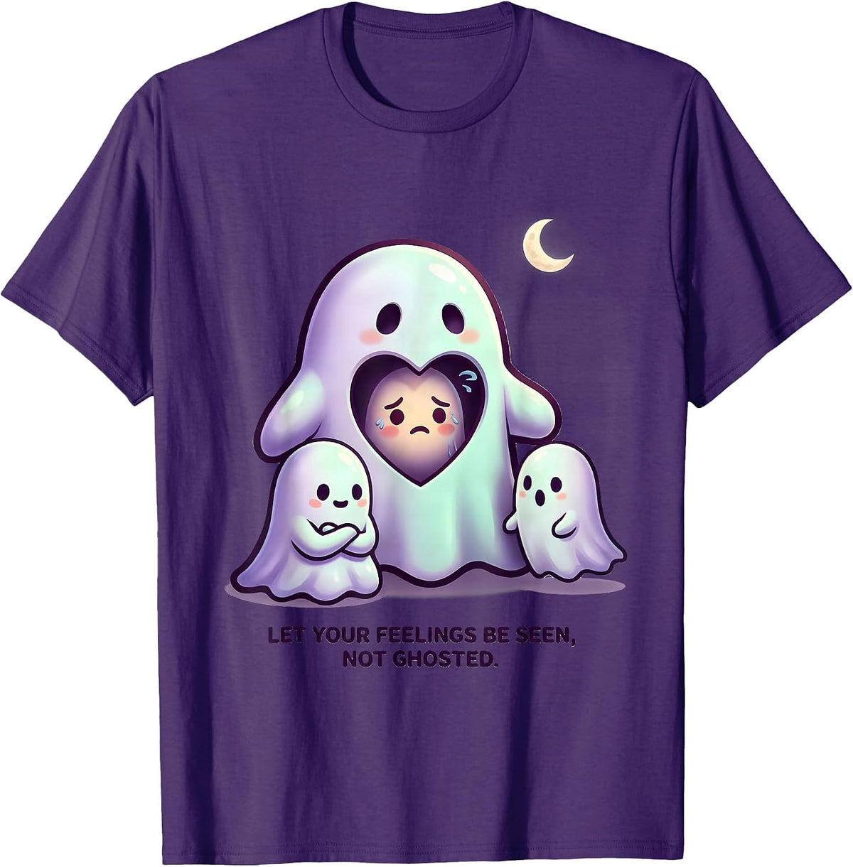 Men's Let Your Feelings Be Seen Not Ghosted Cute Kawaii Halloween T-Shirt - Purple