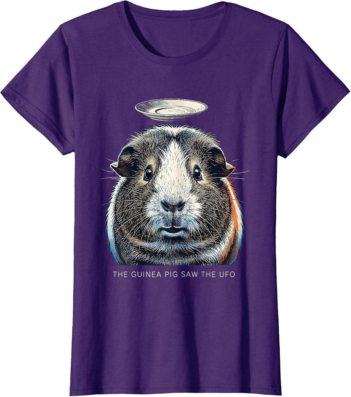 Women's The Guinea Pig Saw The UFO Funny Pet Lover Sci-Fi Humor T-Shirt - Purple