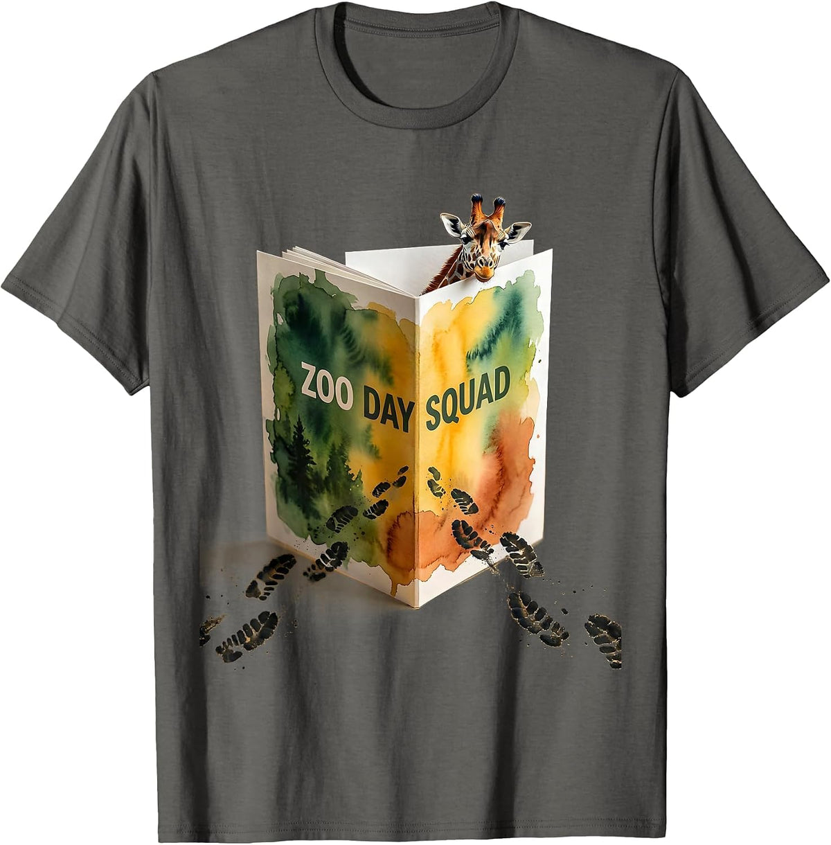 Zoo Day Squad Watercolor Zoo Safari Animal Family Birthday T-Shirt - Asphalt Grey