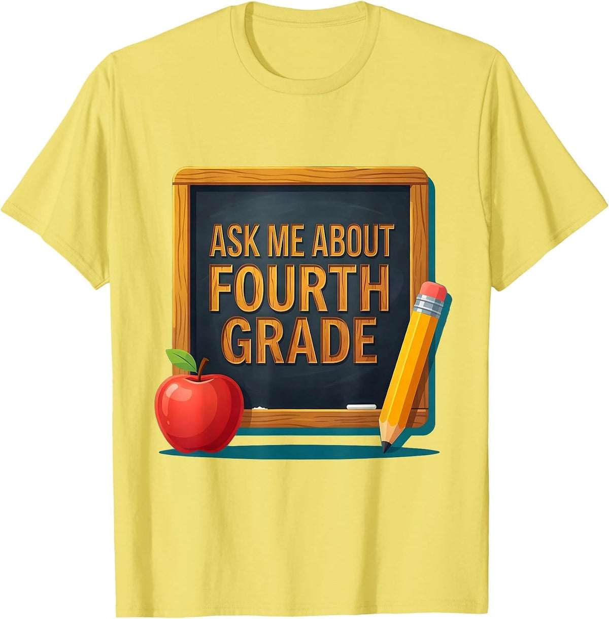 Men's Ask Me About Fourth Grade Teacher Design T-Shirt - Lemon Yellow