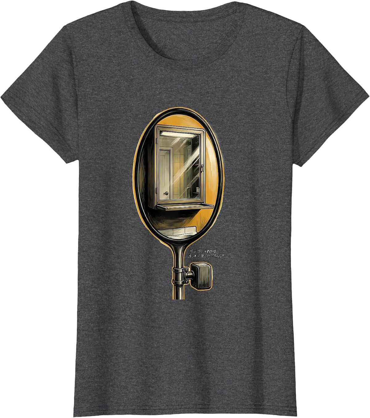 Women's Vanity Mirror Also Checks Traffic Retro Van Life Nomad Gift T-Shirt - Dark Heather Grey