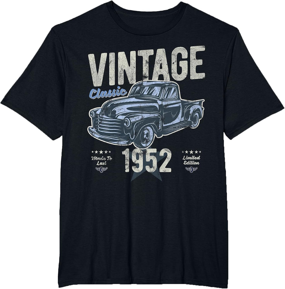 Vintage, Born 1952, Birthday, Classic Pick Up Truck T-Shirt - Black