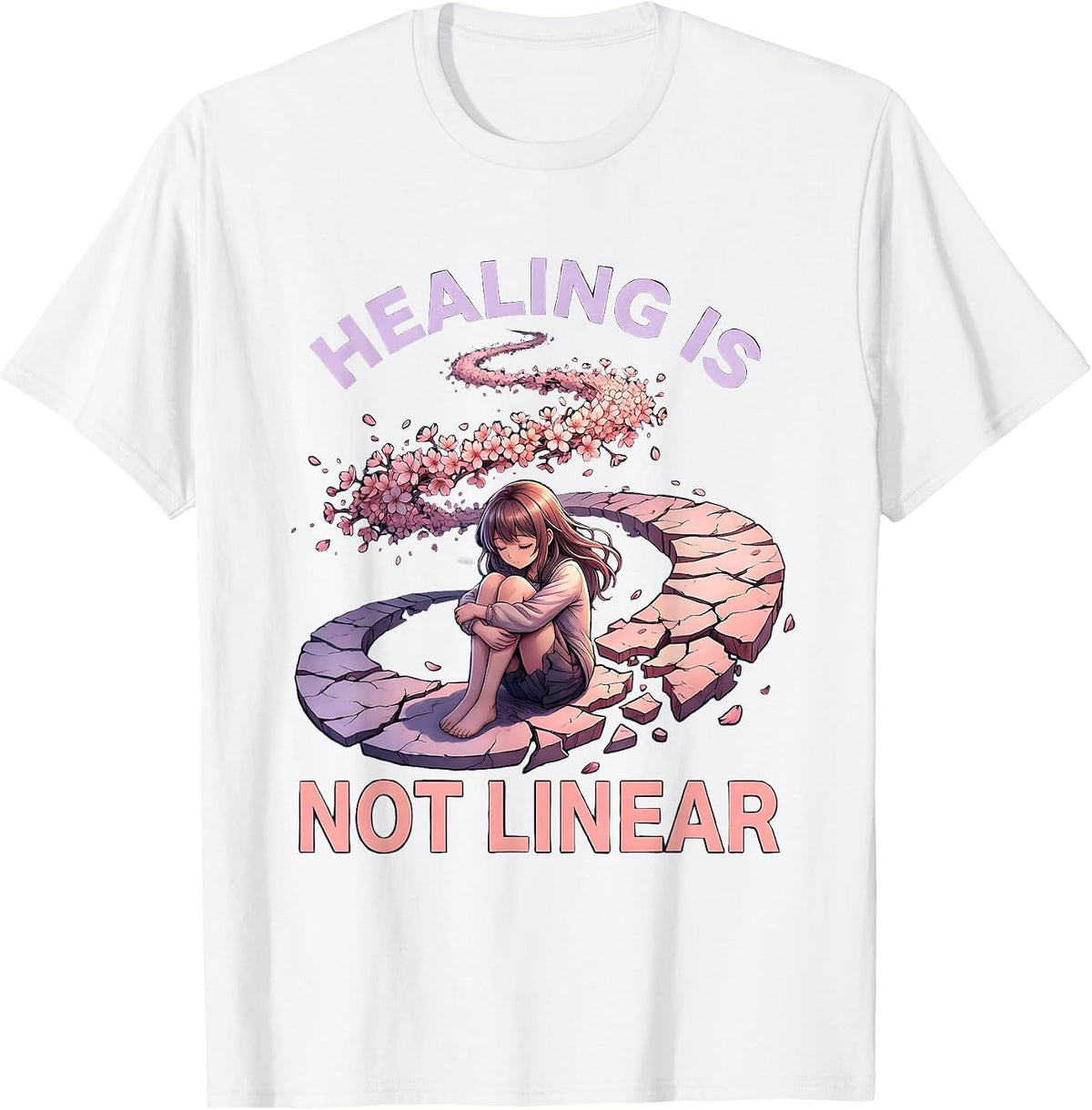 Men's Healing Is Not Linear Mental Health Matters Design T-Shirt - White