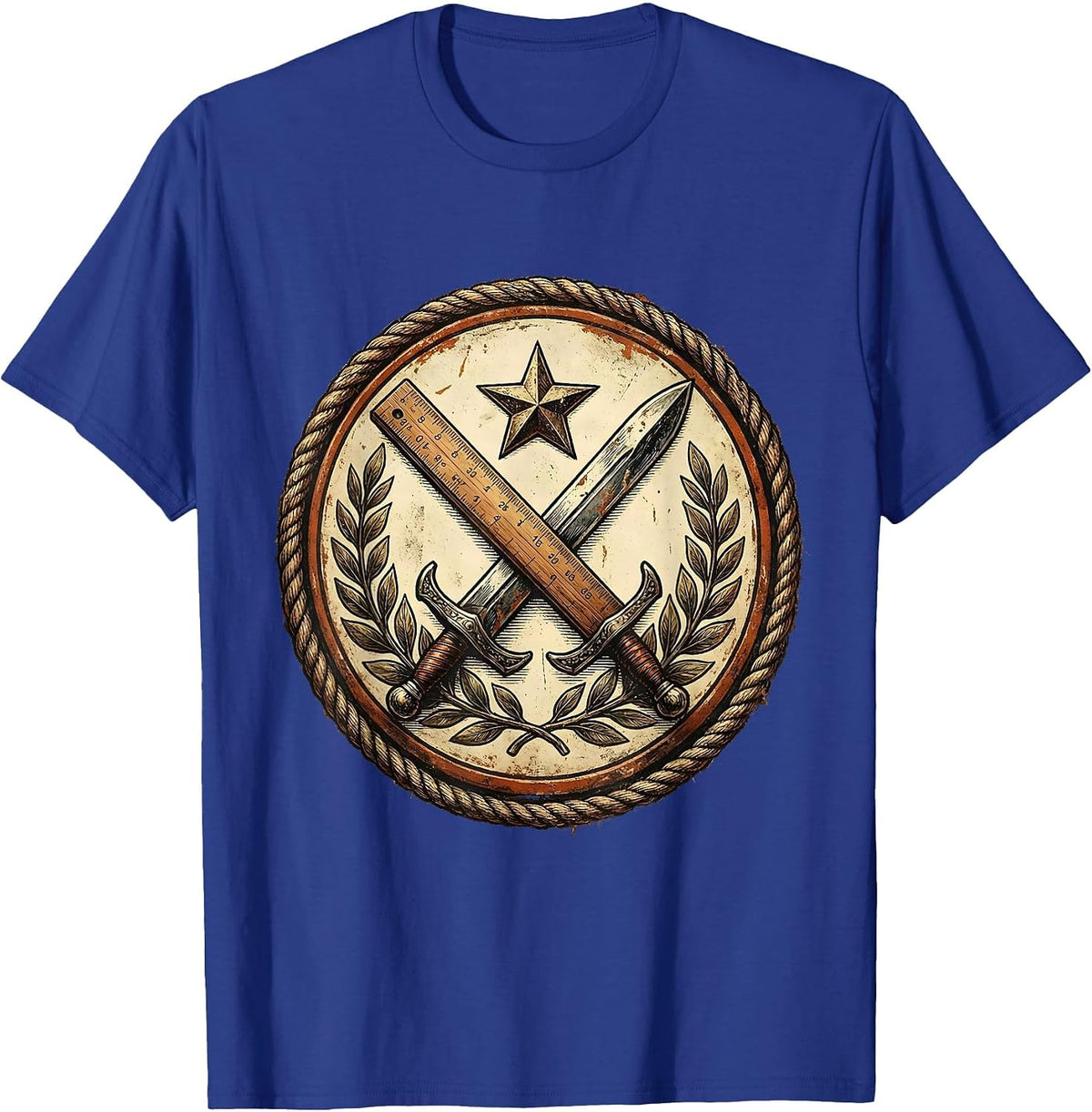 Men's Paraprofessional Pencil and Ruler Crossed Swords T-Shirt - Royal Blue