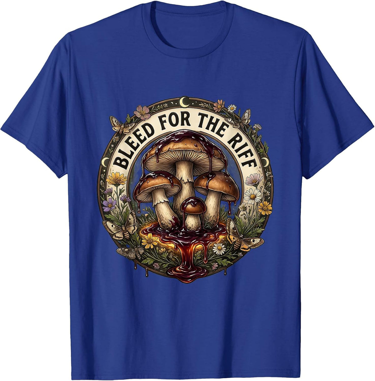 Bleed for the Riff Death Metal Graphic Design T-Shirt - Royal Blue