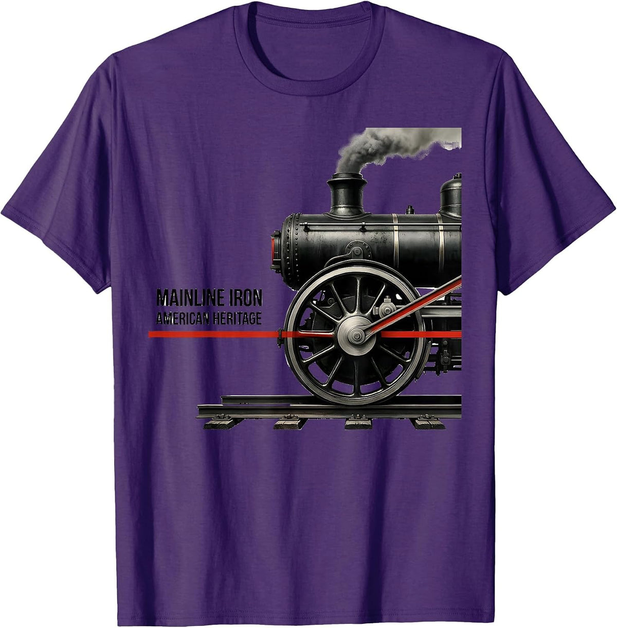 Mainline Iron American Heritage Vintage Steam Locomotive T-Shirt - Purple