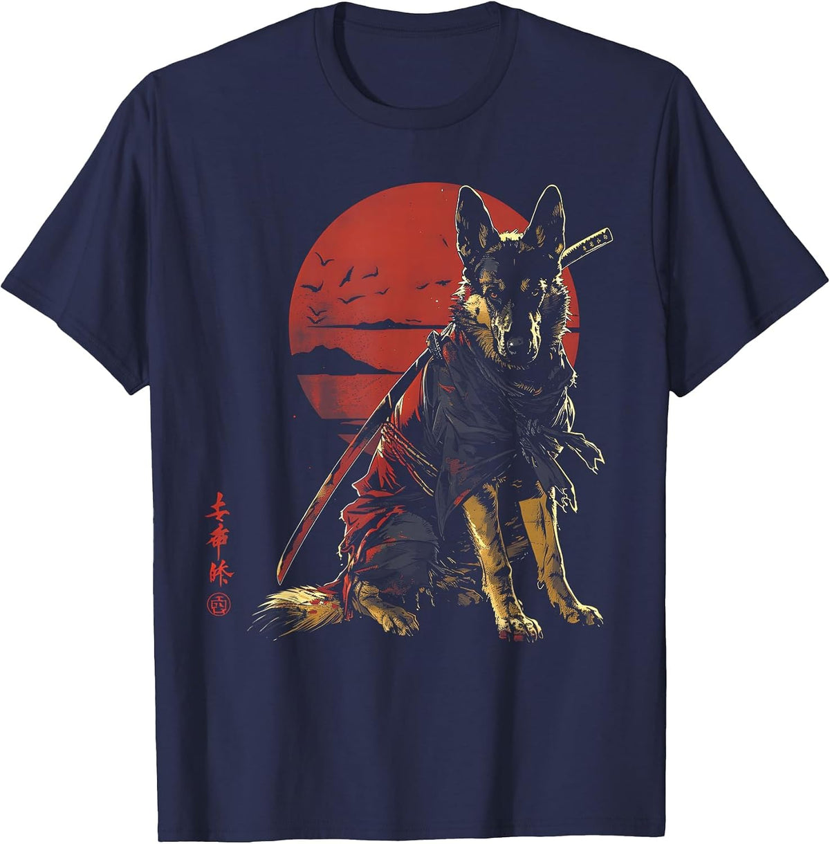 German Shepherd Dad Cute Japanese Anime Stuff Samurai Ninja T-Shirt - Navy Blue