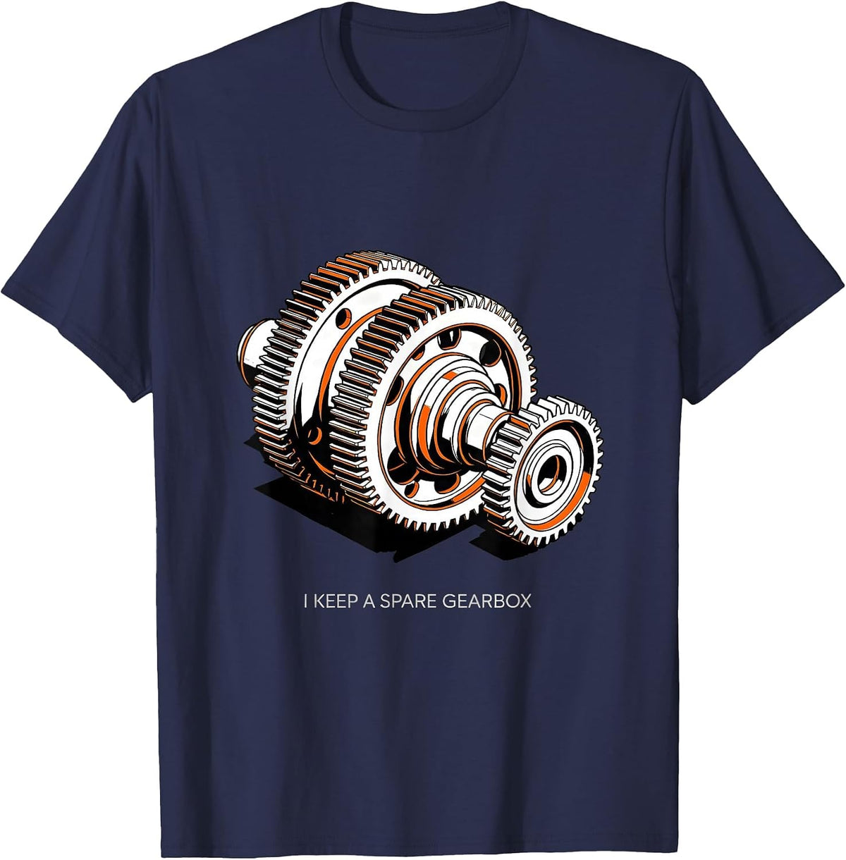 Men's I Keep A Spare Gearbox Funny Car Guy Mechanic Deadpan Humor T-Shirt - Navy Blue