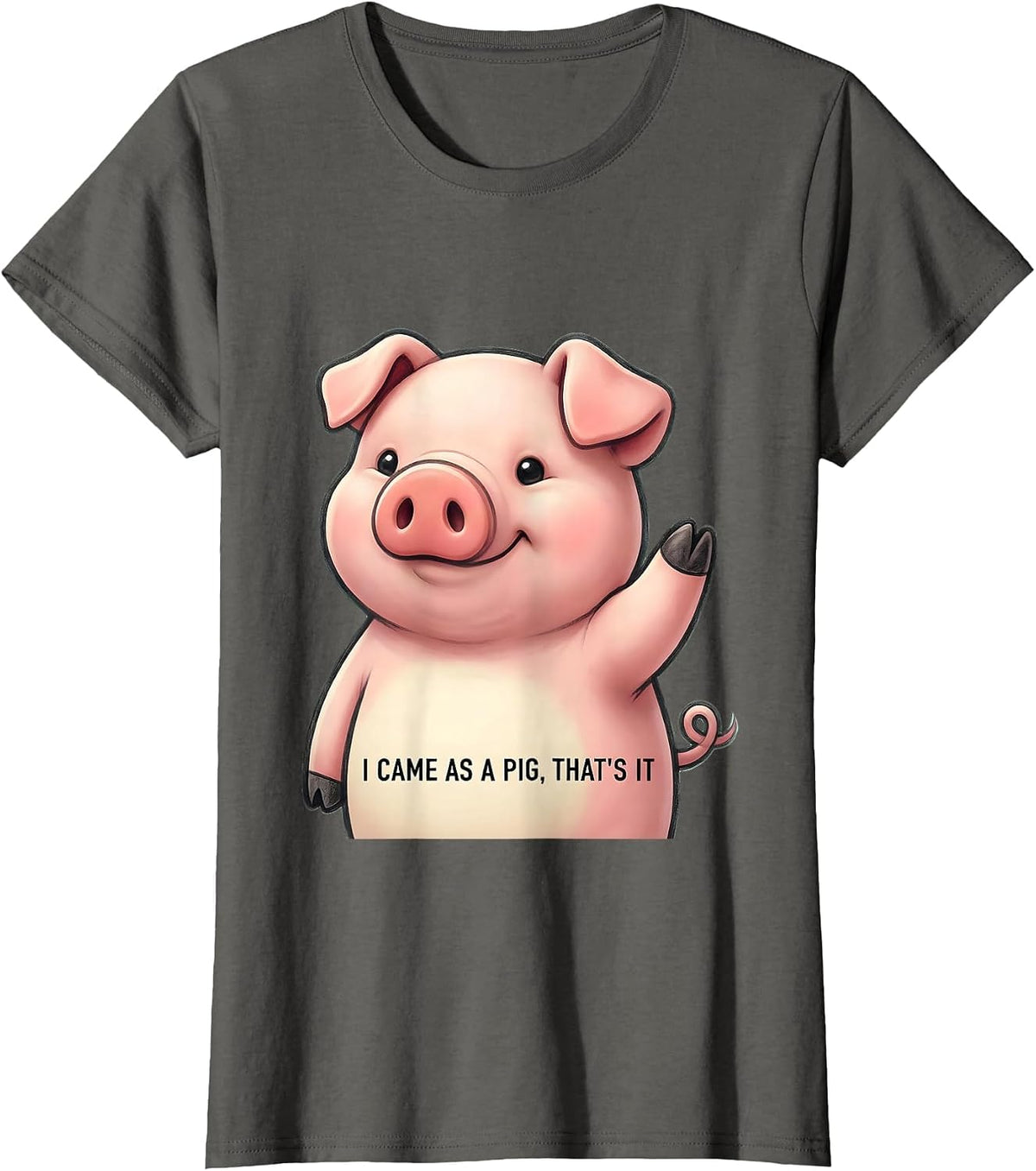Women's I Came As A Pig, That's It Cute Kawaii Pig Lover Halloween T-Shirt - Asphalt Grey