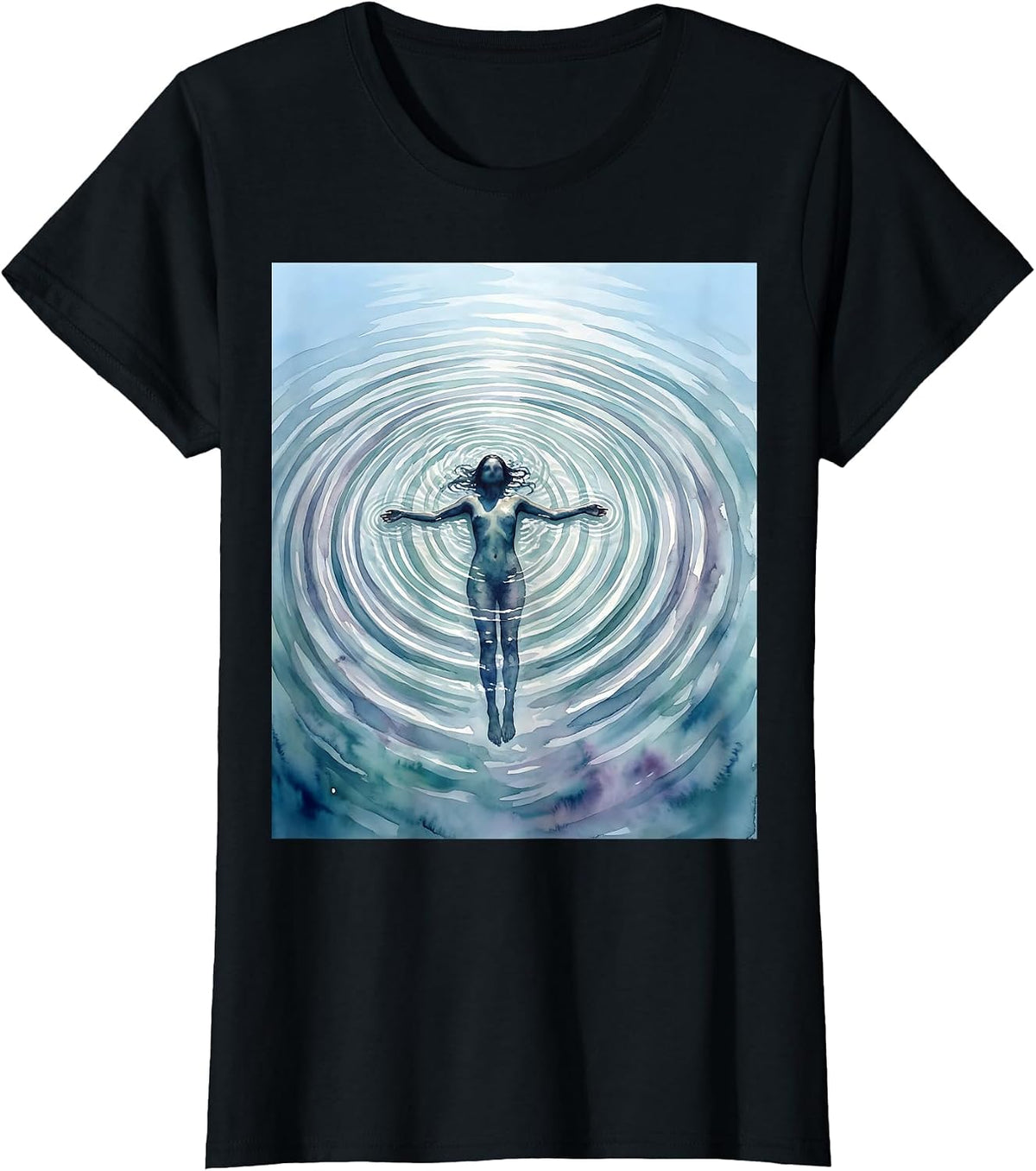 Women's Peaceful Float Mental Health Awareness Graphic T-Shirt - Black