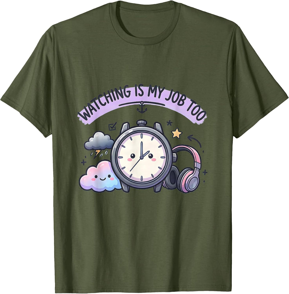 Men's Watching Is My Job Too Funny Paraprofessional Paraeducator T-Shirt - Olive Green