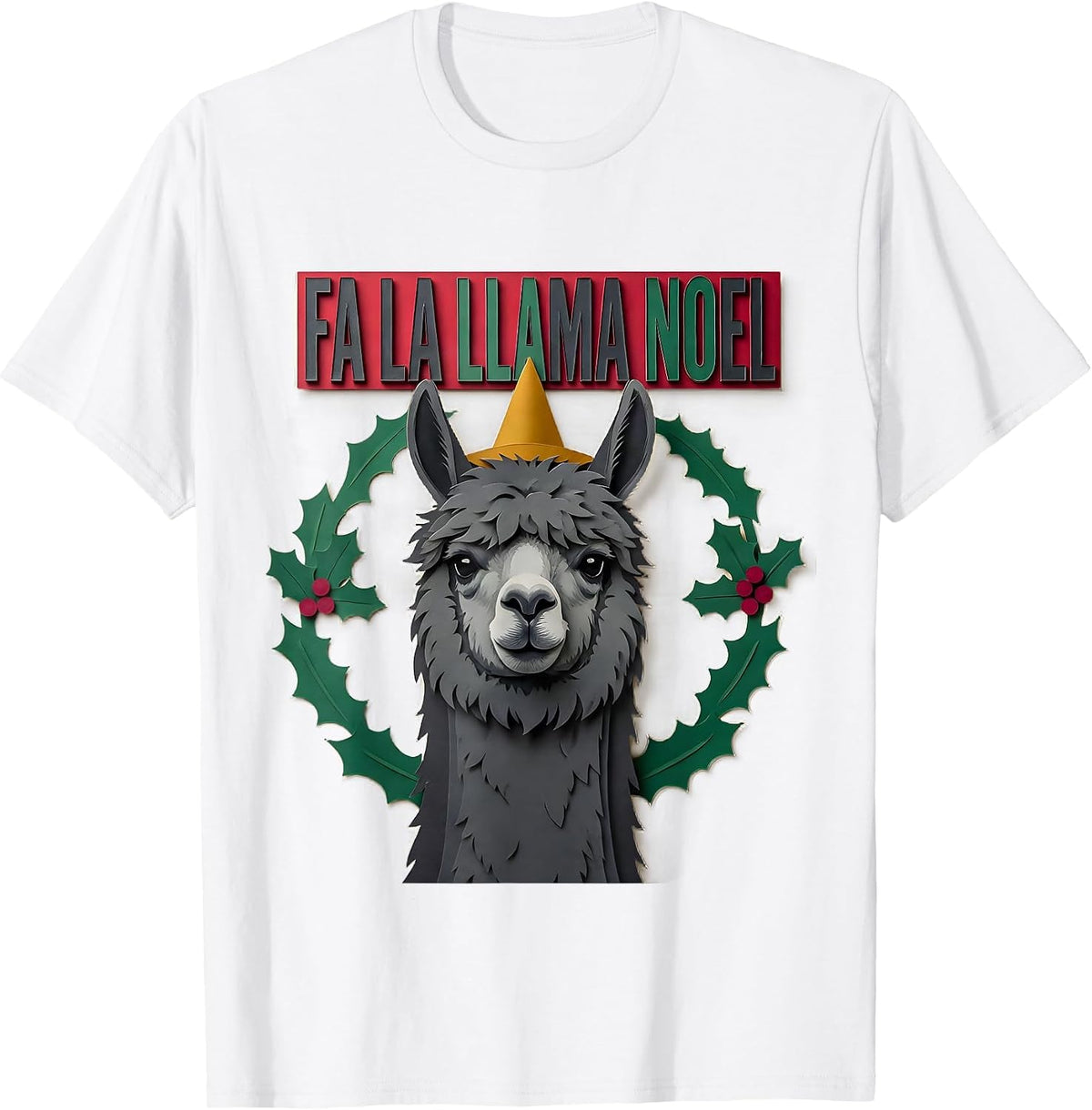 Men's Fa La Llama Noel Funny Llama Christmas Animal Lover Gift T-Shirt - White