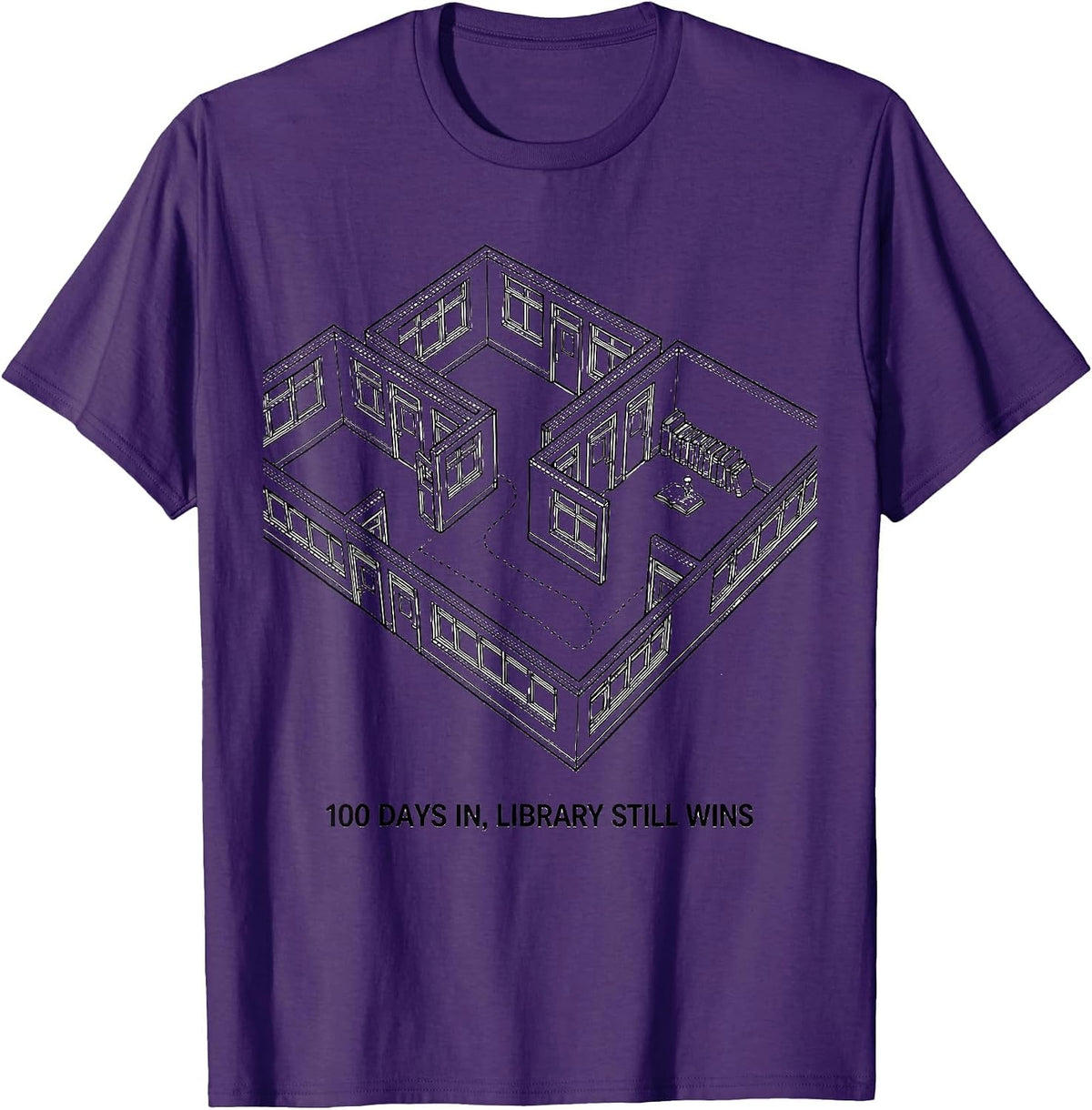 100 Days In Library Still Wins Reading Teacher 100th Day T-Shirt - Purple