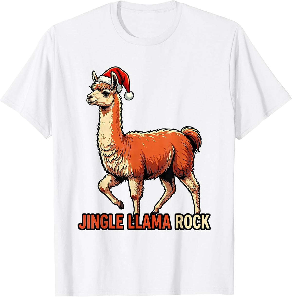 Men's Jingle Llama Rock Funny Llama Lover Christmas Novelty T-Shirt - White