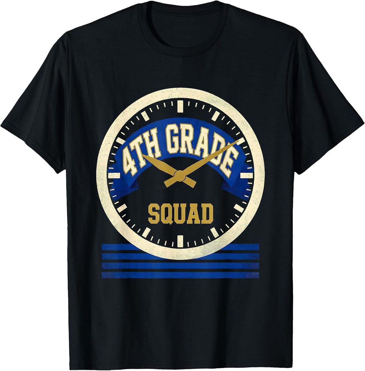 Men's 4th Grade Squad Sports Teacher Back To School Crew T-Shirt - Black