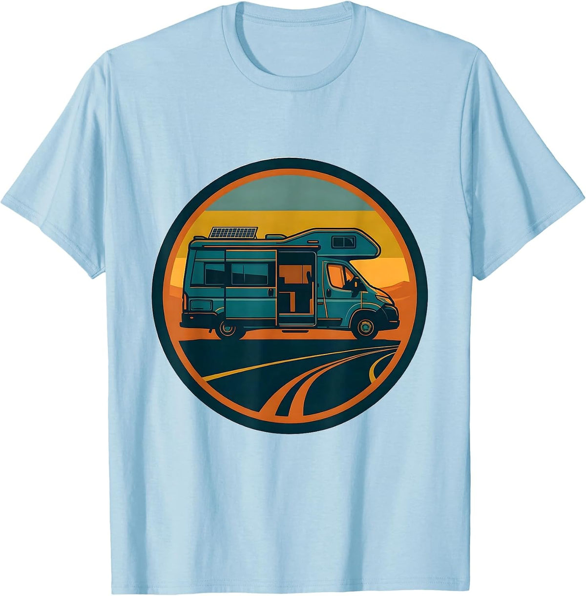 Men's Sealed Van Badge Retro Van Life Dwellers Nomads T-Shirt - Baby Blue