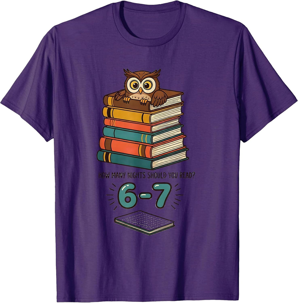 Men's How Many Nights Should You Read? 6-7 Funny Teacher Meme Book T-Shirt - Purple