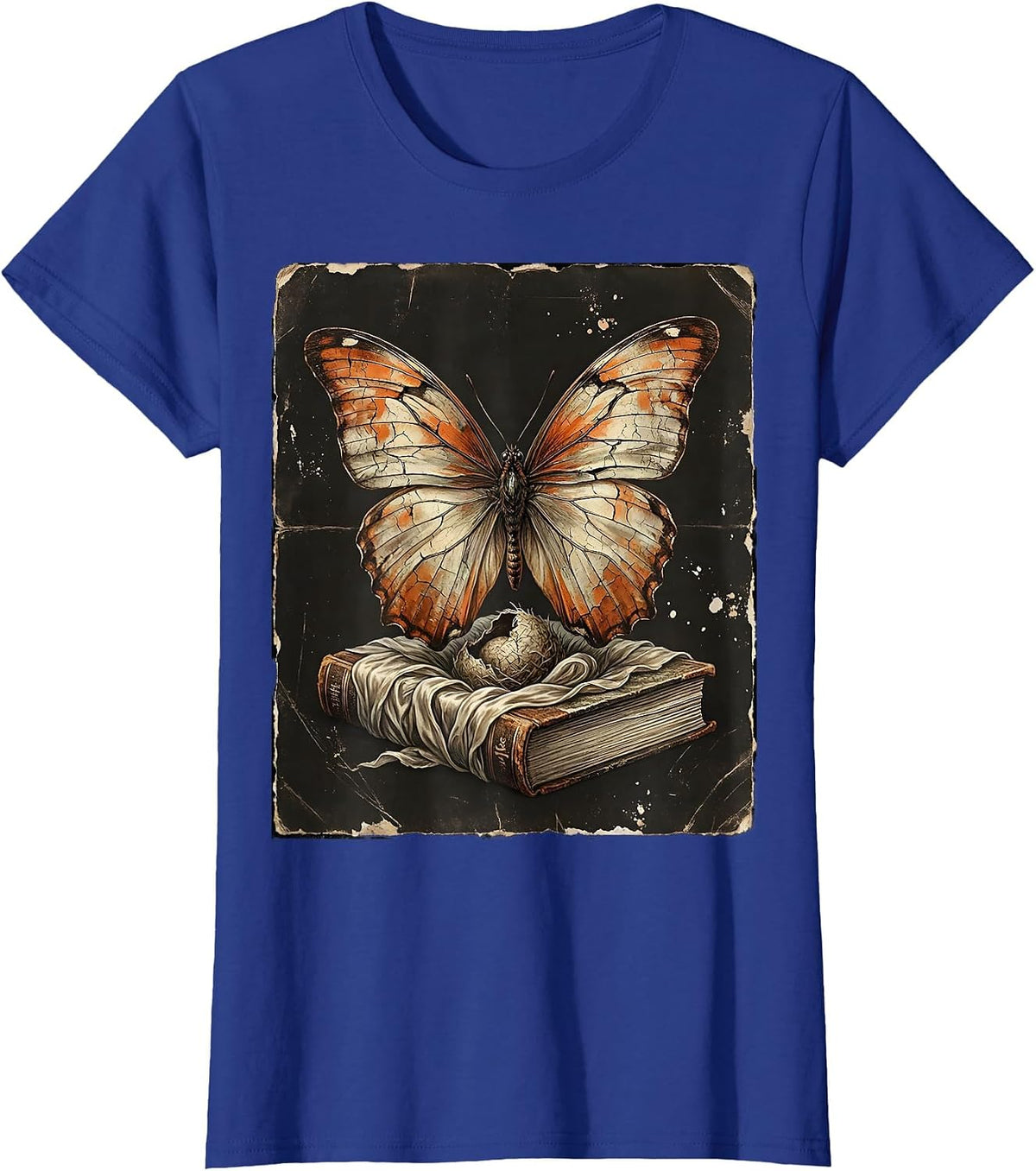 Women's Paraprofessional Butterfly Book Cocoon Graphic T-Shirt - Royal Blue