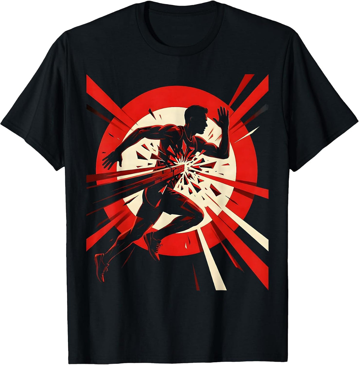 Men's Runner Breaking Through Finish Line Graphic T-Shirt - Black
