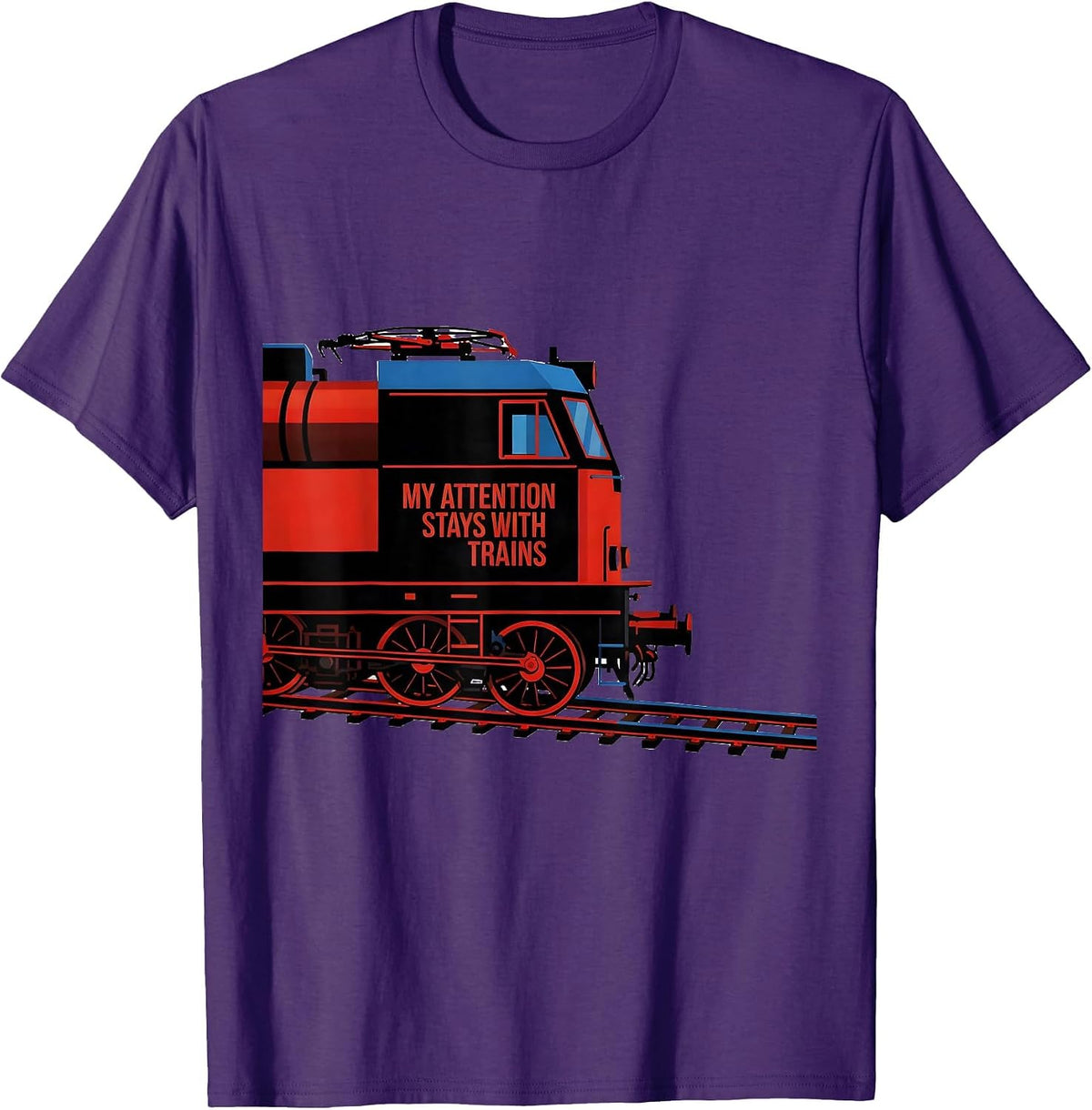 Men's My Attention Stays With Trains Bauhaus Modernist Train T-Shirt - Purple