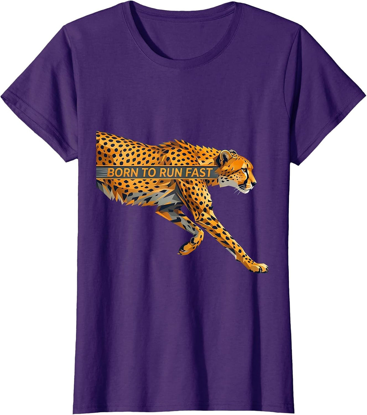Women's Born to Run Fast Cheetah Speed Design T-Shirt - Purple