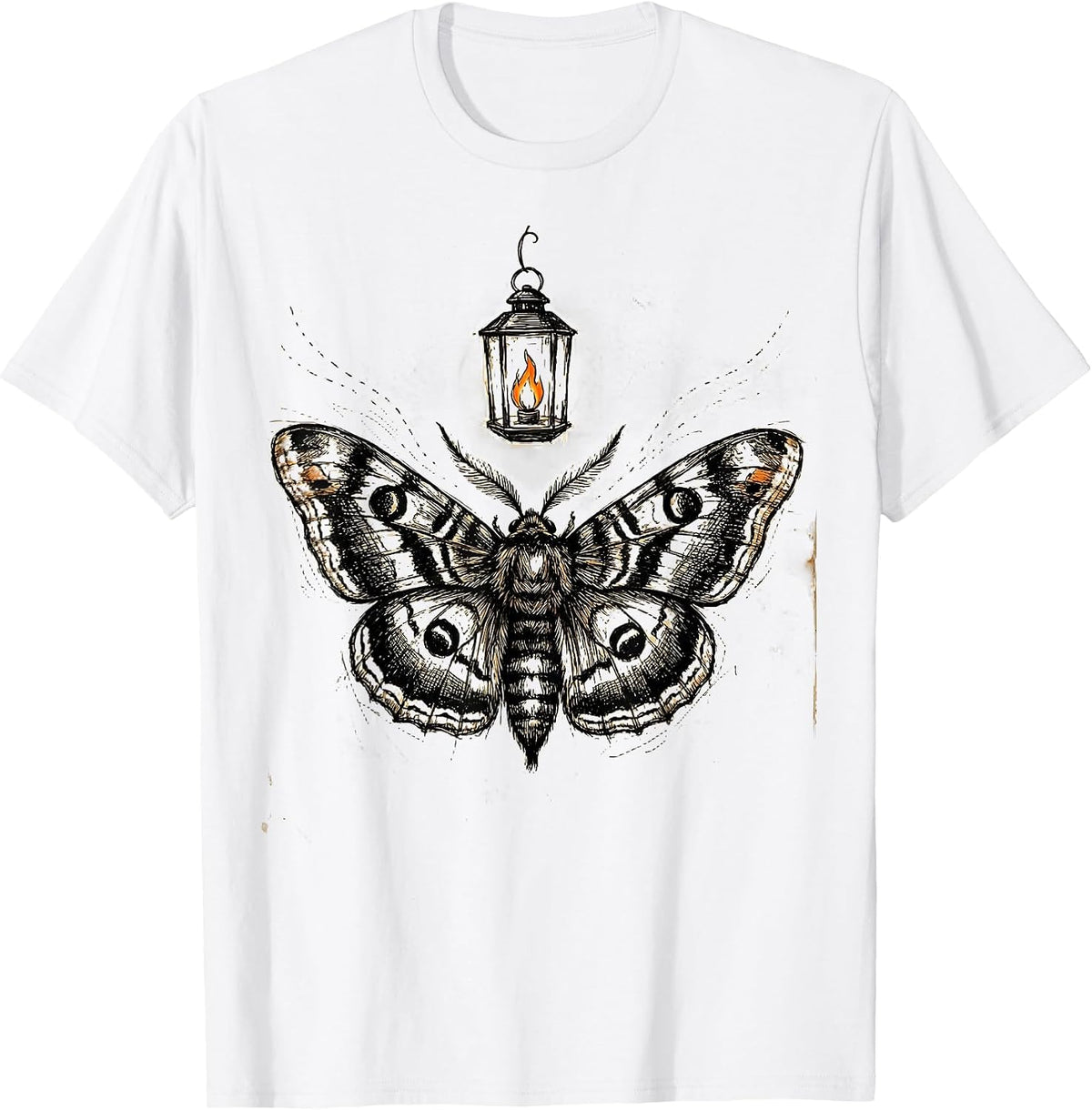 Men's Moth and Lantern Mental Health Awareness Design T-Shirt - White