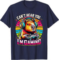 Capybara Can't Hear You I'm Gaming Capybara T-Shirt - Navy Blue