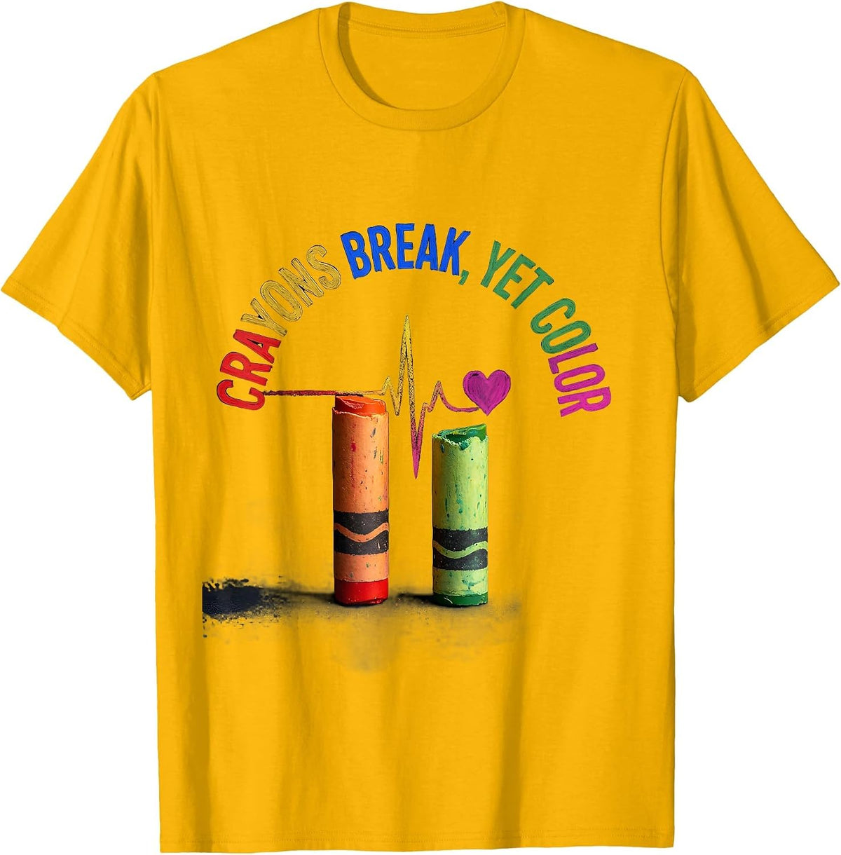 Men's Crayons Break Yet Color Mental Health Awareness Supporter T-Shirt - Golden Yellow