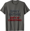 Spiky Outside, Soft At Christmas Cute Hedgehog Christmas T-Shirt - Asphalt Grey