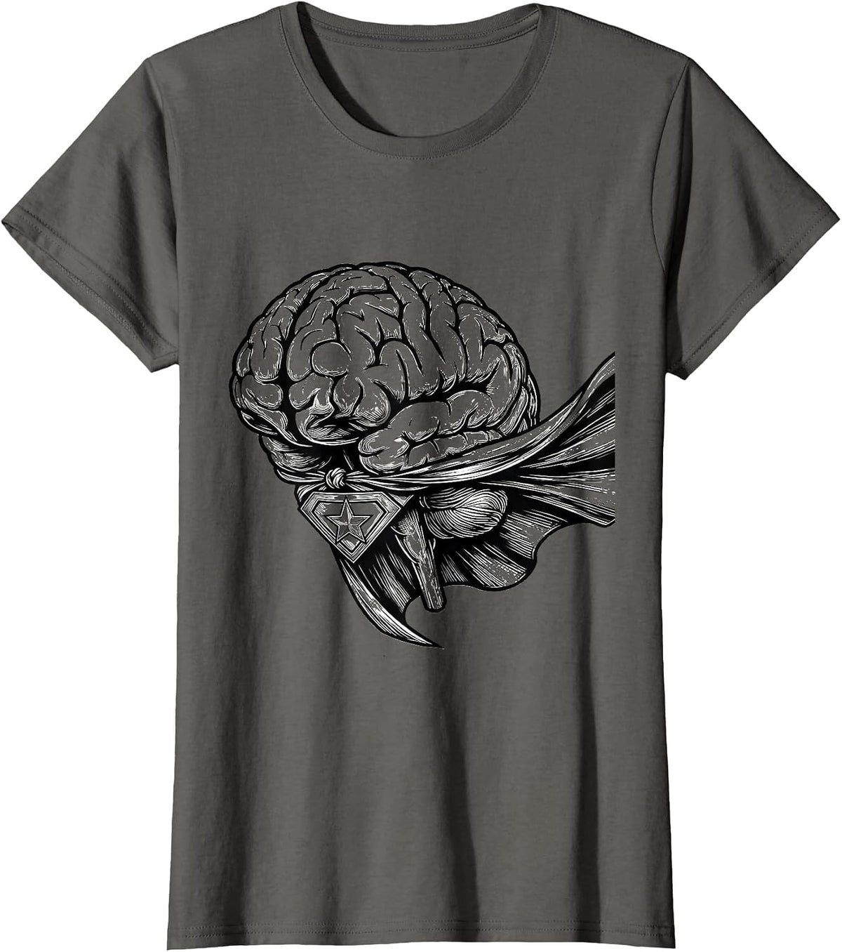 Women's Superhero Brain Paraprofessional Graphic Tee T-Shirt - Asphalt Grey