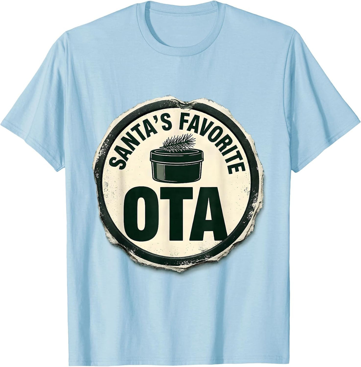 Men's Santa's Favorite OTA Physical Therapy Christmas Humor T-Shirt - Baby Blue