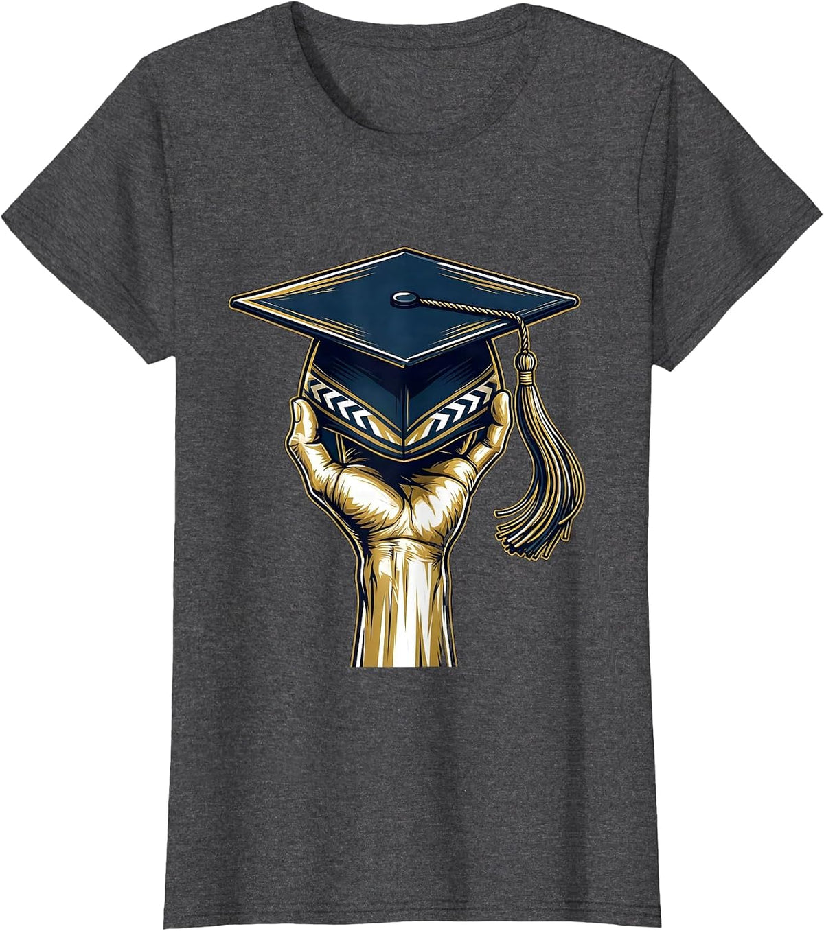 Women's Paraprofessional Graduation Cap Helping Hand Design T-Shirt - Dark Heather Grey